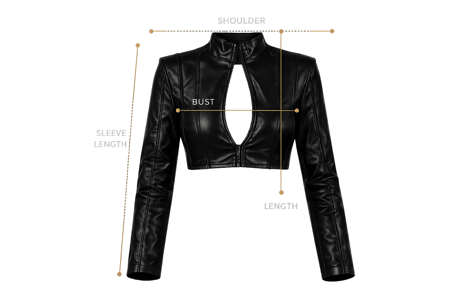 Ultra Short Leather Jacket measurement diagram